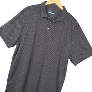 PGA Tour Men's Golf Polo Shirt Sz XL Short Sleeve Geometric Grid Gray Black